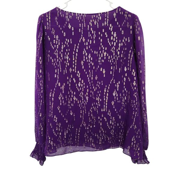 Lilly Pilitzer Idina Silk Top M Purple Party Resortwear Metallic Shimmer - Picture 2 of 7